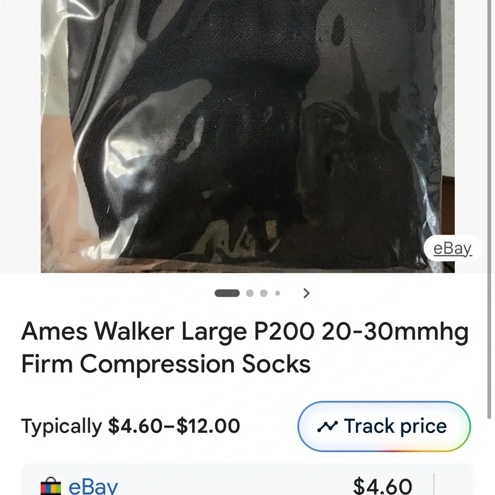Ames Walker P200 size large black Compression Socks 20-30 mmHg